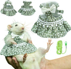 SMOLKITH Fancy Rat Clothes, Pet Rat Adjustable Green Checkered Skirt with Leash, Small Animal Apparel for Walking, Fits Fancy Rats, Meerkats, Chinchillas, Rabbits and More - Image 11