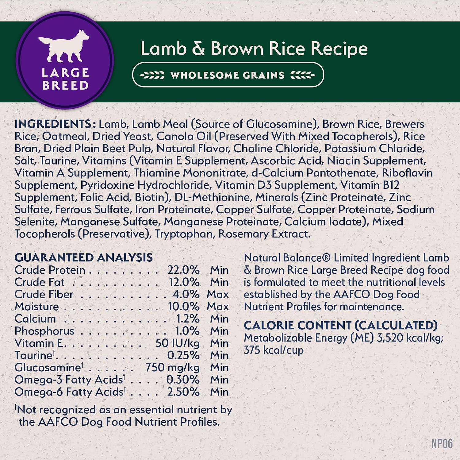 Natural Balance Limited Ingredient Large Breed Adult Dry Dog Food with Healthy Grains, Lamb & Brown Rice Recipe, 26 Pound (Pack of 1) - Image 9