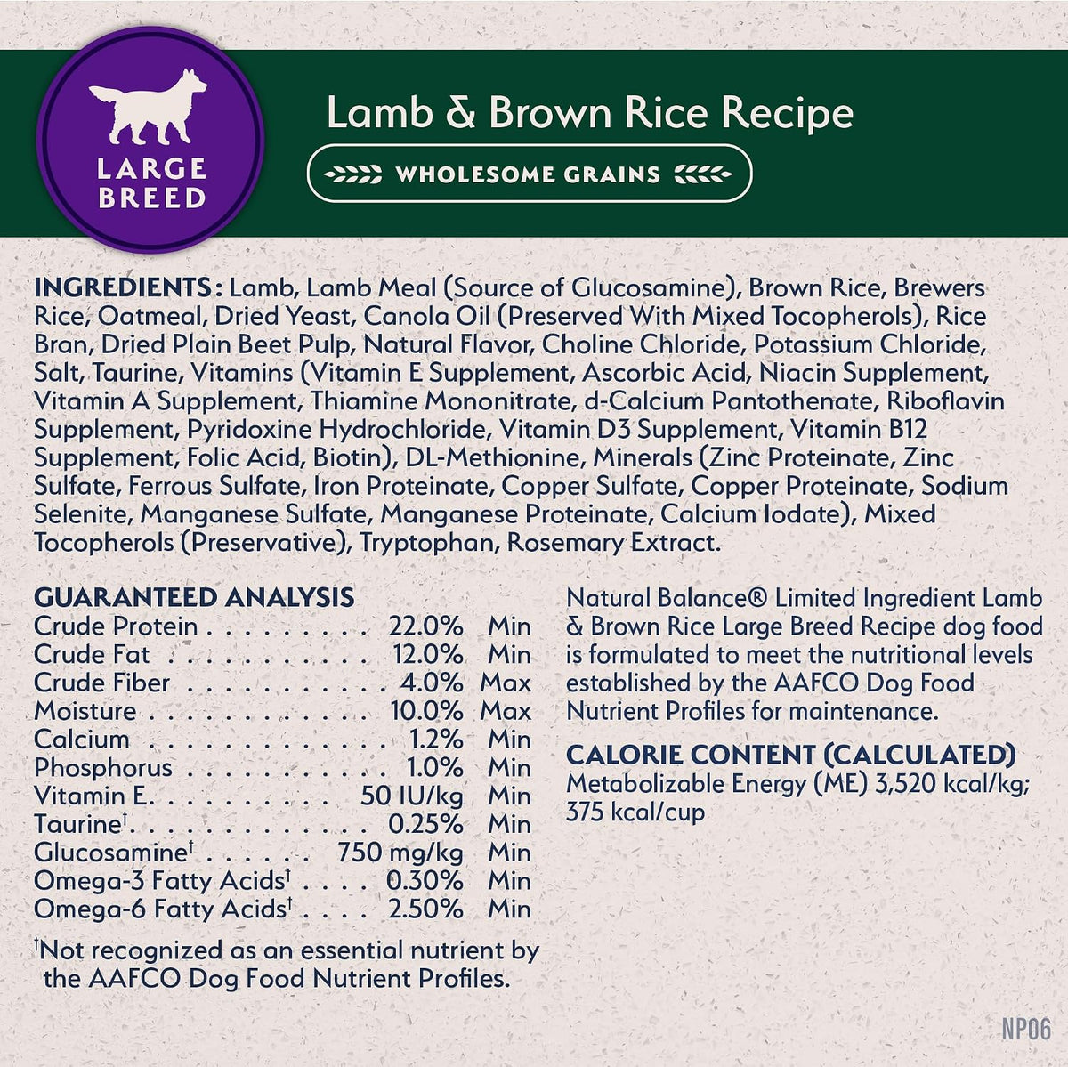 Natural Balance Limited Ingredient Large Breed Adult Dry Dog Food with Healthy Grains, Lamb & Brown Rice Recipe, 26 Pound (Pack of 1) - Image 9
