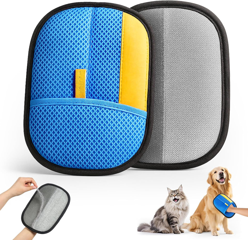2026 Thickened Electrostatic Pet Hair Removal Gloves (2 Pcs) - Reusable Strong Grooming Gloves for Cats & Dogs, Hair Remover Gloves for Couch, Furniture, Carpet, Car Seats & Clothing Blue - Image 9