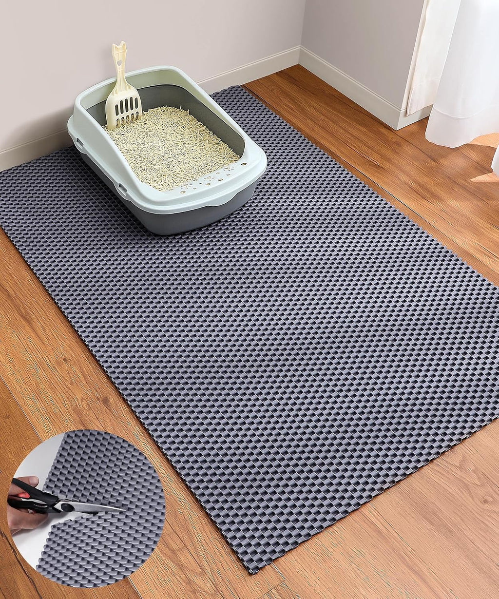 Cooyes Cat Litter Mat - Cut to Fit Any Place, 35"x23" Large Litter Trapping Mat for Litter Box, Easy to Clean, Waterproof & Non-Slip Kitty Pad, Scatter Control to Protect the Floor (Khaki) - Image 15