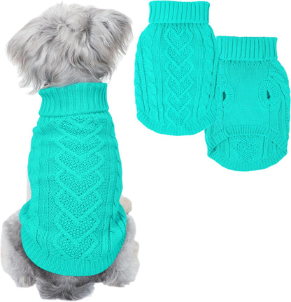 Dog Sweaters for Small Dogs Knit Small Dog Sweater Warm Winter Dog Clothes Girl Turtleneck Puppy Sweater Sleeveless Chihuahua Clothes for Cold Weather Solid Stretchy Pet Cat Outfit (Rose, S) - Image 10