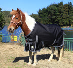 Close up of T TEKE horse blanket quick clip front closures and chest buckles.