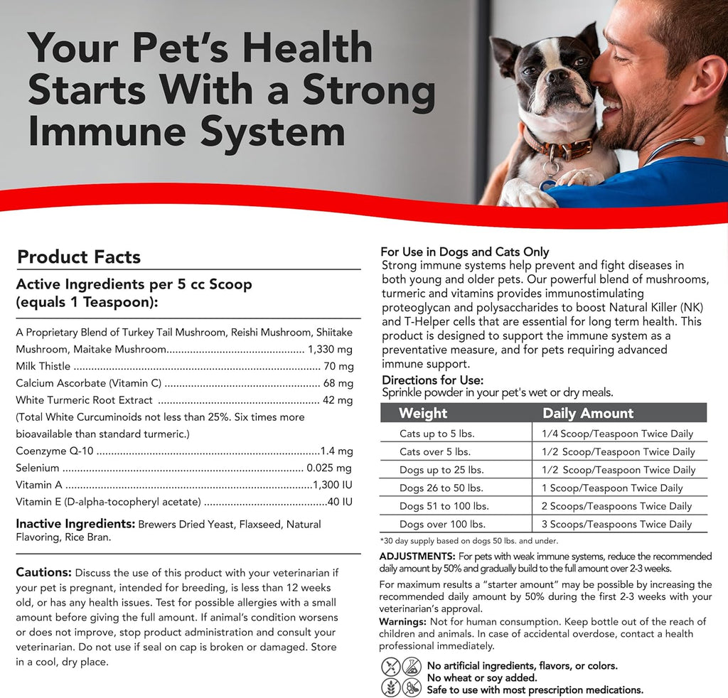 Authentic USA imported pet immunity booster featuring turkey tail and reishi mushroom blend