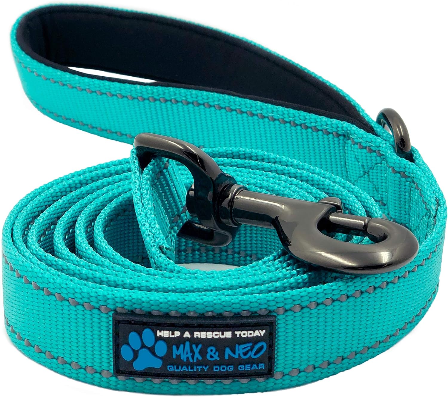 Max and Neo reflective nylon dog leash front view premium imported pet gear