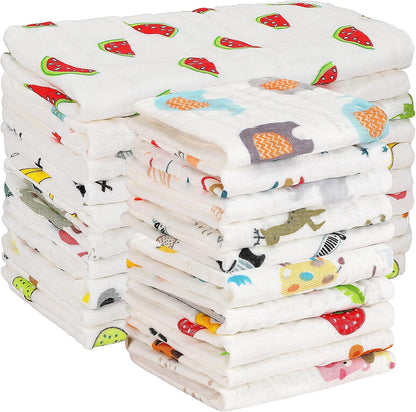 Kenning 20 pack muslin baby burp cloths stack