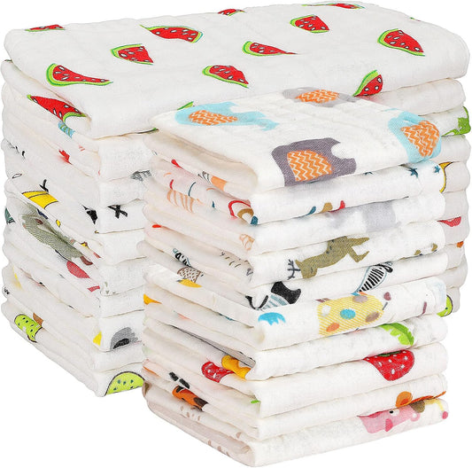 Kenning 20 pack muslin baby burp cloths stack