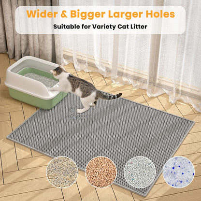 Demonstration of the waterproof bottom layer of the Pieviev cat mat preventing liquid stains.
