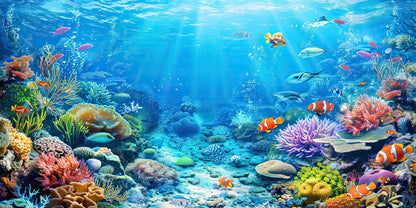 iTapnoom 48x24 inches tropical sea life backdrop installation demonstration outside tank
