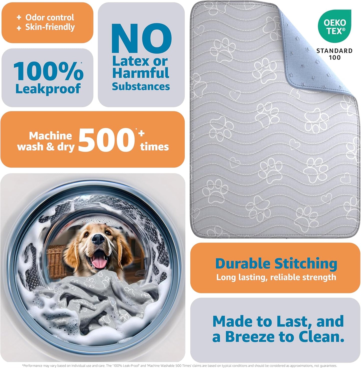 Improvia waterproof puppy mat non-slip gel backing detail