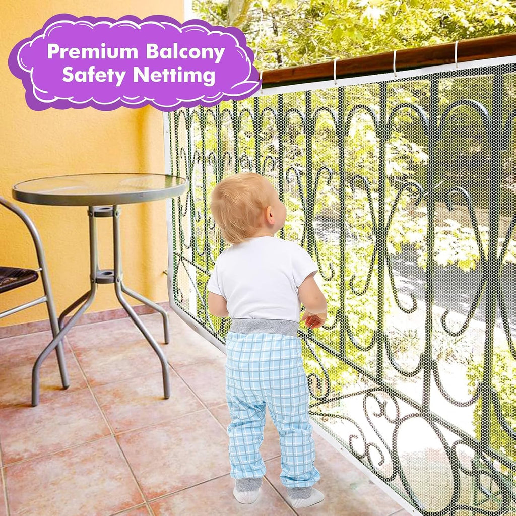 tupi Banister Guard for Baby and Pets - 300cm Extra Long Balcony Netting, Heavy Duty Stair Railing Cover, Child Safety Mesh for Kids and Toddlers, No Drill Barrier with 41 Zip Ties - Image 3
