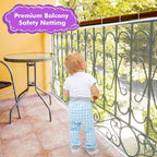 tupi Banister Guard for Baby and Pets - 300cm Extra Long Balcony Netting, Heavy Duty Stair Railing Cover, Child Safety Mesh for Kids and Toddlers, No Drill Barrier with 41 Zip Ties - Image 3