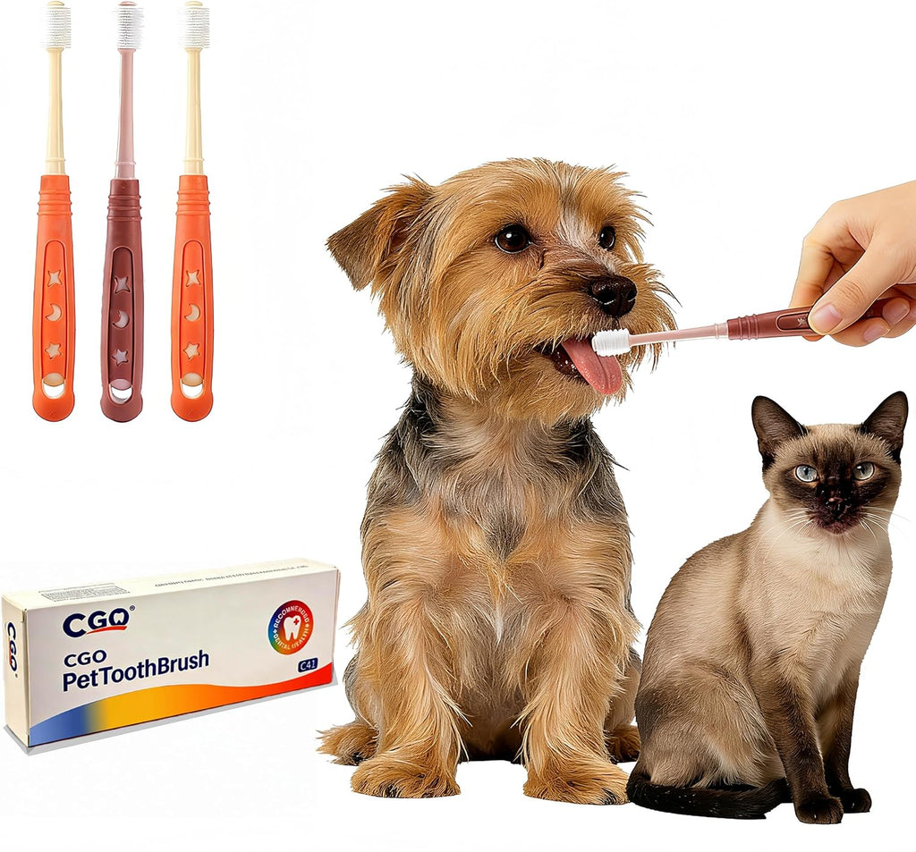 CGO silicone pet toothbrush ergonomic handle design
