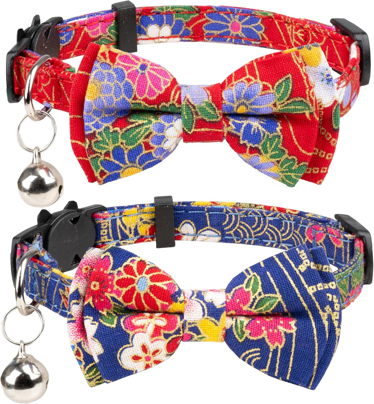 Collar for Cat Pet Breakaway with Bell Bowtie Detachable Bow Adjustable Safety Kitten Puppy Girl Boy 2pcs Flower-Blue & Yellow - Image 12