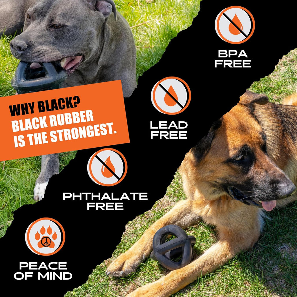 Safe non-toxic rubber dog toy for fetch and tug
