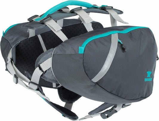 Interior view of the Mountainsmith pet saddle bag highlighting the breathable mesh lining and perforated foam ventilation system.