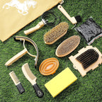 Professional horse care kit including massage and shedding tools
