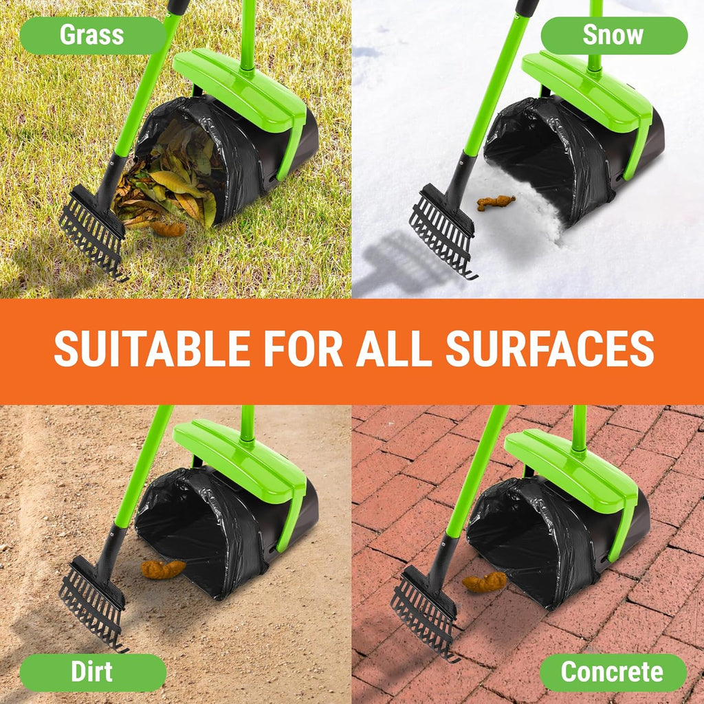 Pupzle ergonomic long handle dog poop scoop for senior pet parents