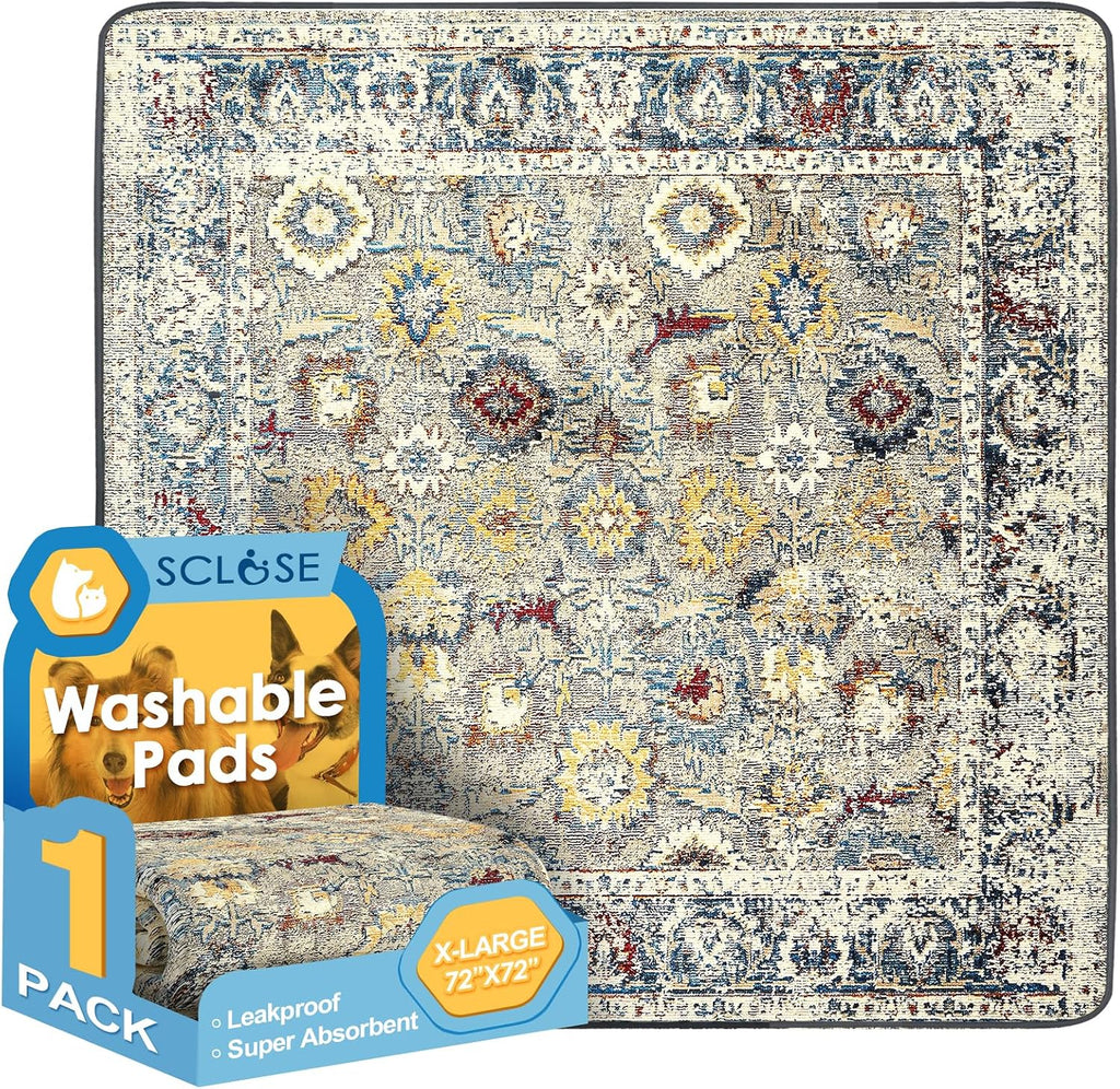 SCLOSE Washable Pee Pad for Dogs, 32" x 24" Reusable Puppy Pads Waterproof Dog Rugs, Super Absorbent, Leakproof, Dog Crate Pad, Playpen Mat, Whelping Pads, Vintage - Image 9