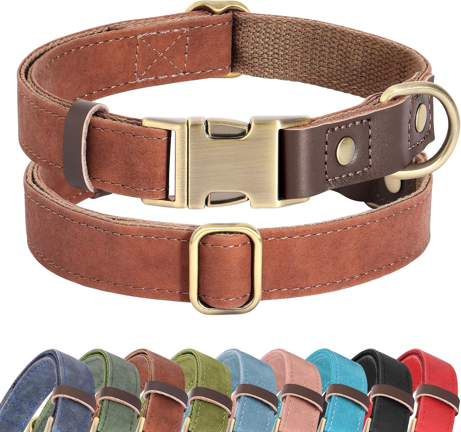 Didog Soft PU Leather Dog Collars for Small Dogs,Classic Adjustable Dog Collars with Quick Release Metal Buckle,Easy Clean and Comfortable with Nylon Lining,Green,S Neck 11-15" - Image 10