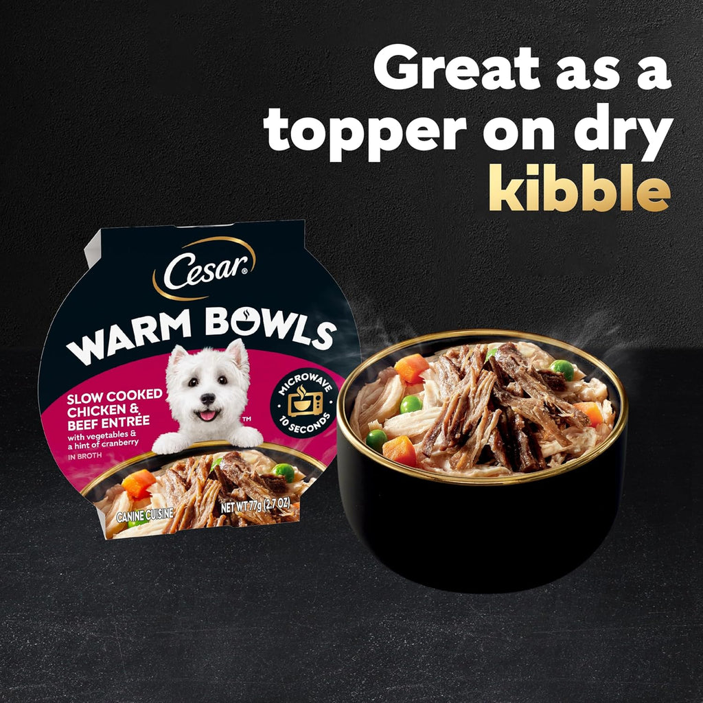 Cesar Warm Bowls Wet Dog Food Chicken & Beef Entre with Vegetables & a Hint of Cranberry in Broth, Wet Food for Dogs, 2.7 oz Bowls, 10 Count - Image 10
