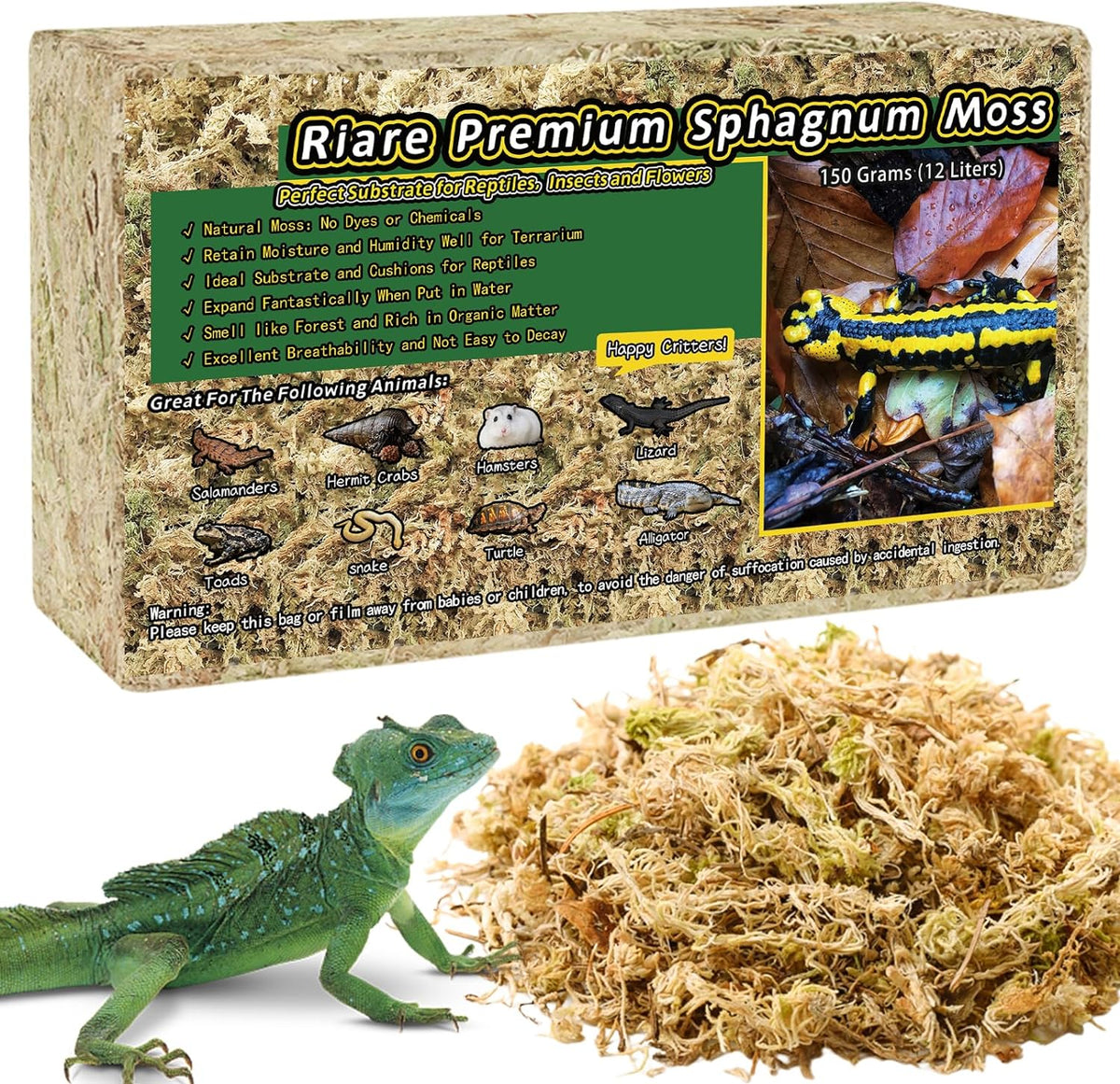 Riare premium sphagnum moss front view packaging