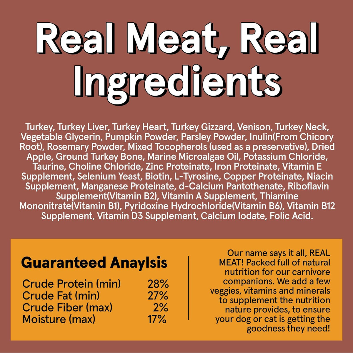 The Real Meat Company air dried canine meal solution back of packaging instructions