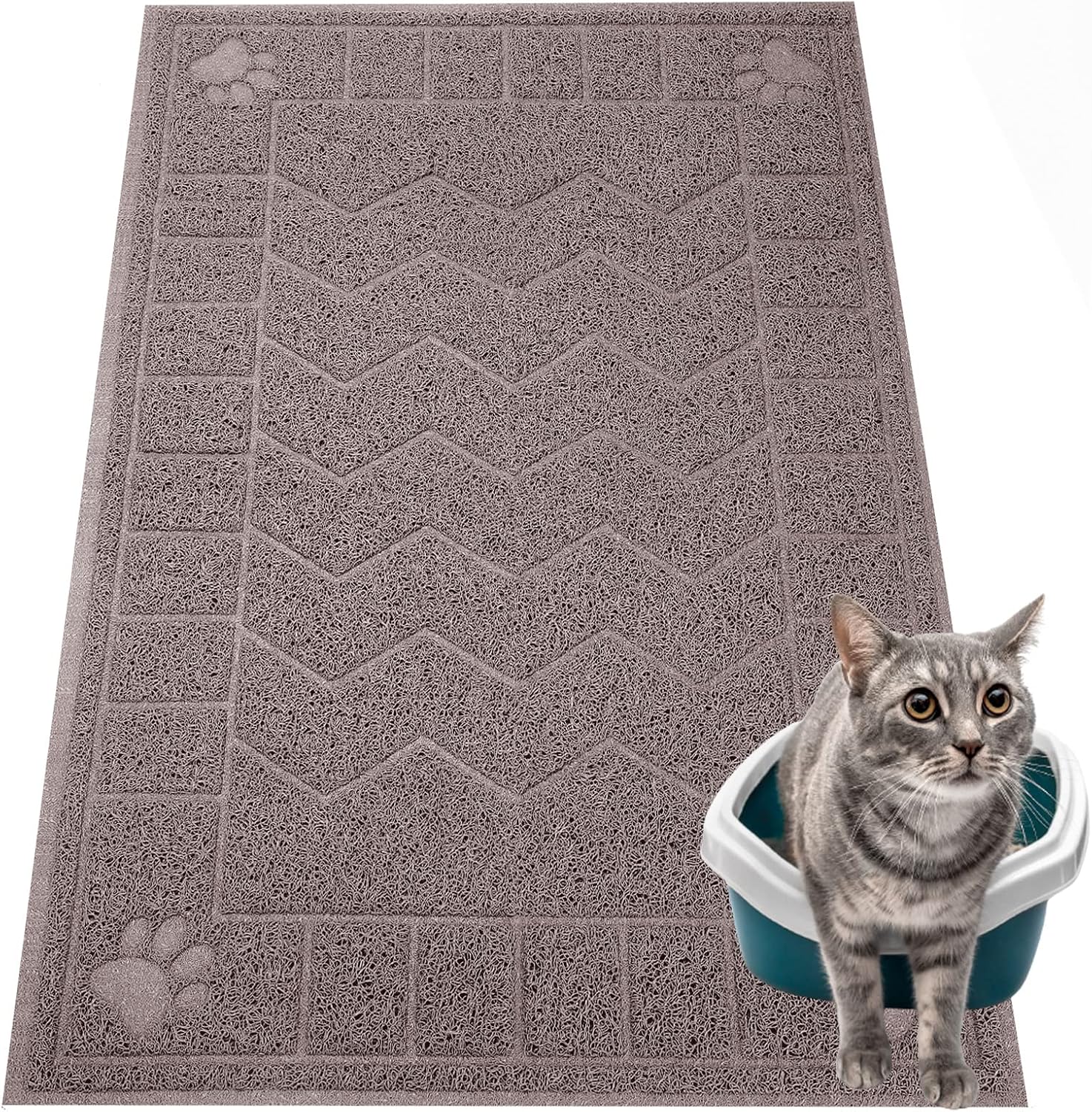 Cat Litter Box Mat, 35" x 24" Large Kitty Litter Trapping Mat Keep Floor Clean, Litter Box Mat Scatter Control, Waterproof, Easy to Clean, Durable Large Size Litter Mats for Floor - Image 11