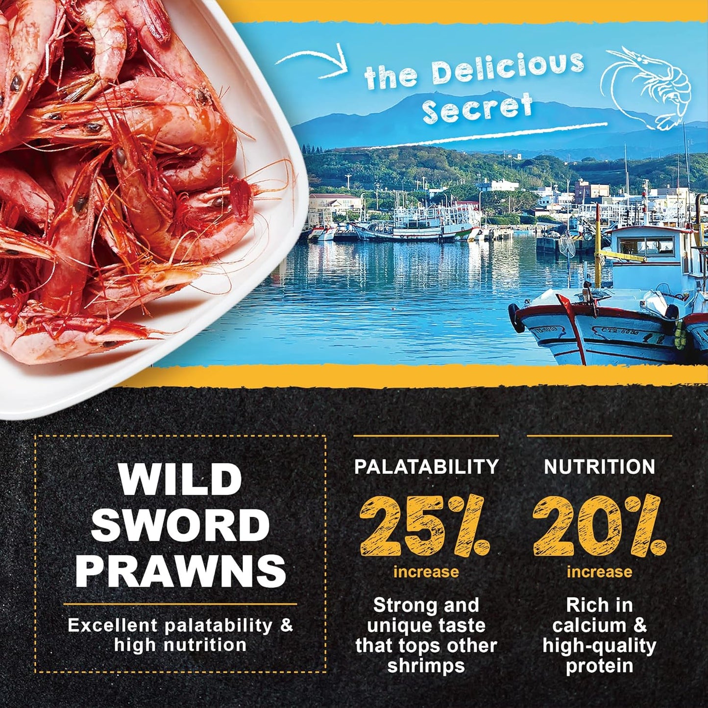 Back label of Ultra Fresh fish food demonstrating the daily feeding instructions.