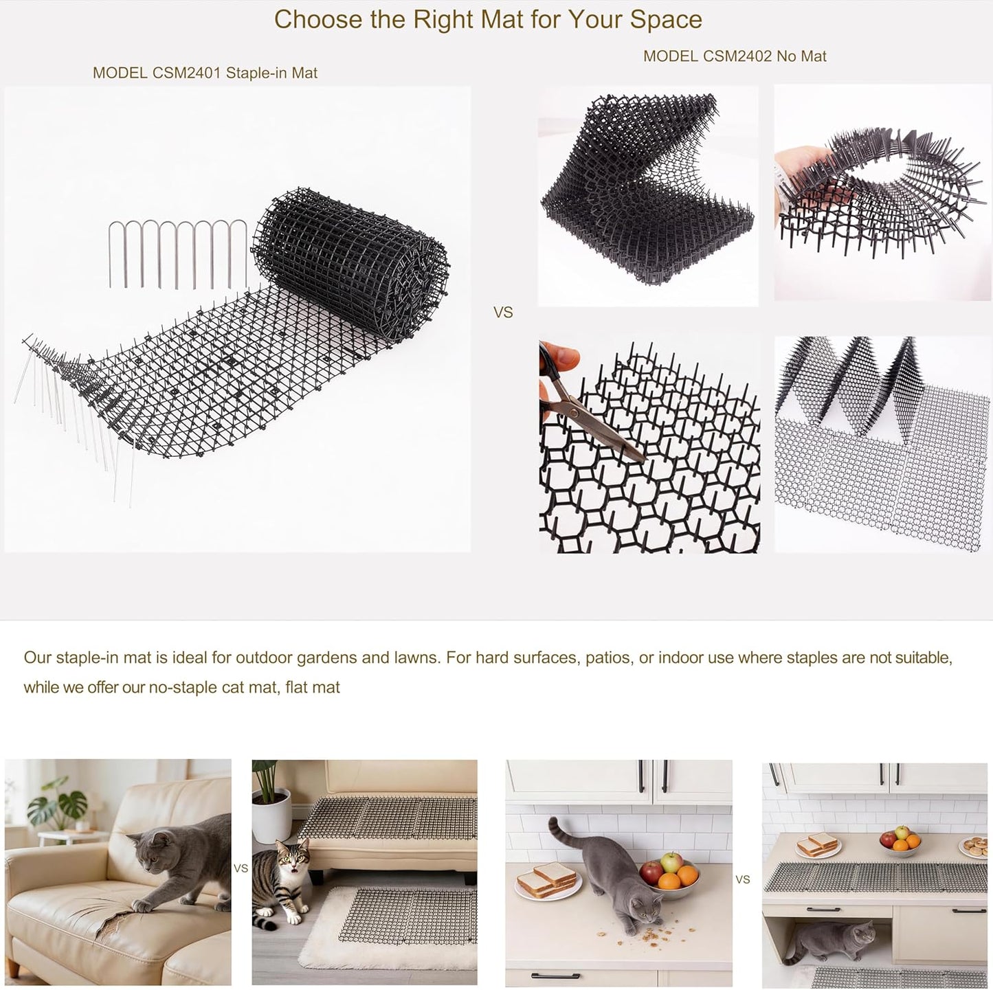 Cat Scat Mat placed on indoor couch to prevent pet scratching
