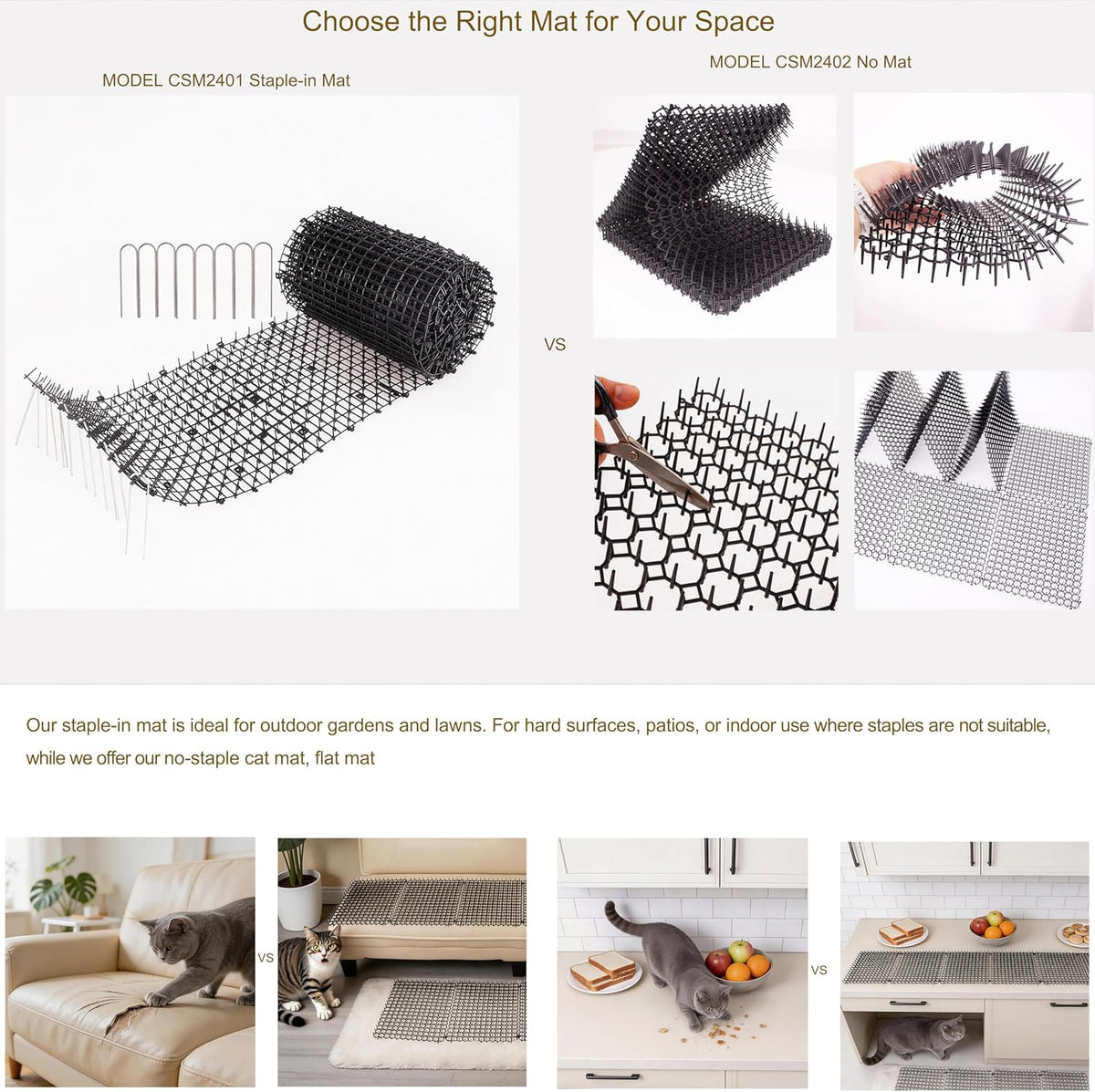 Cat Scat Mat placed on indoor couch to prevent pet scratching