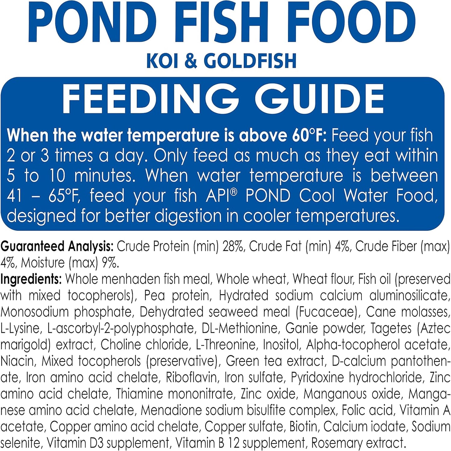 Golden goldfish enjoying API pond fish food pellets