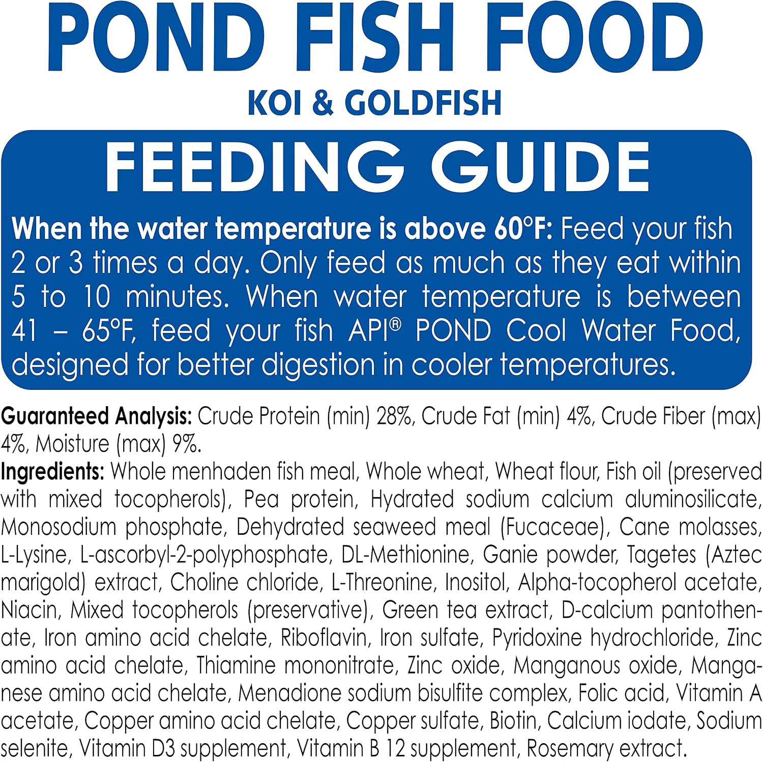 Golden goldfish enjoying API pond fish food pellets