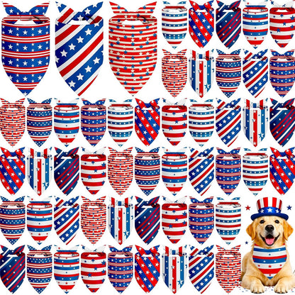 Weewooday 50 piece patriotic dog bandana bulk set front view