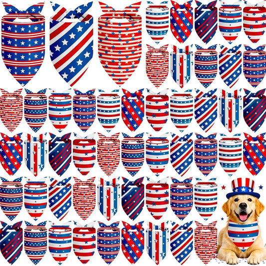 Weewooday 50 piece patriotic dog bandana bulk set front view