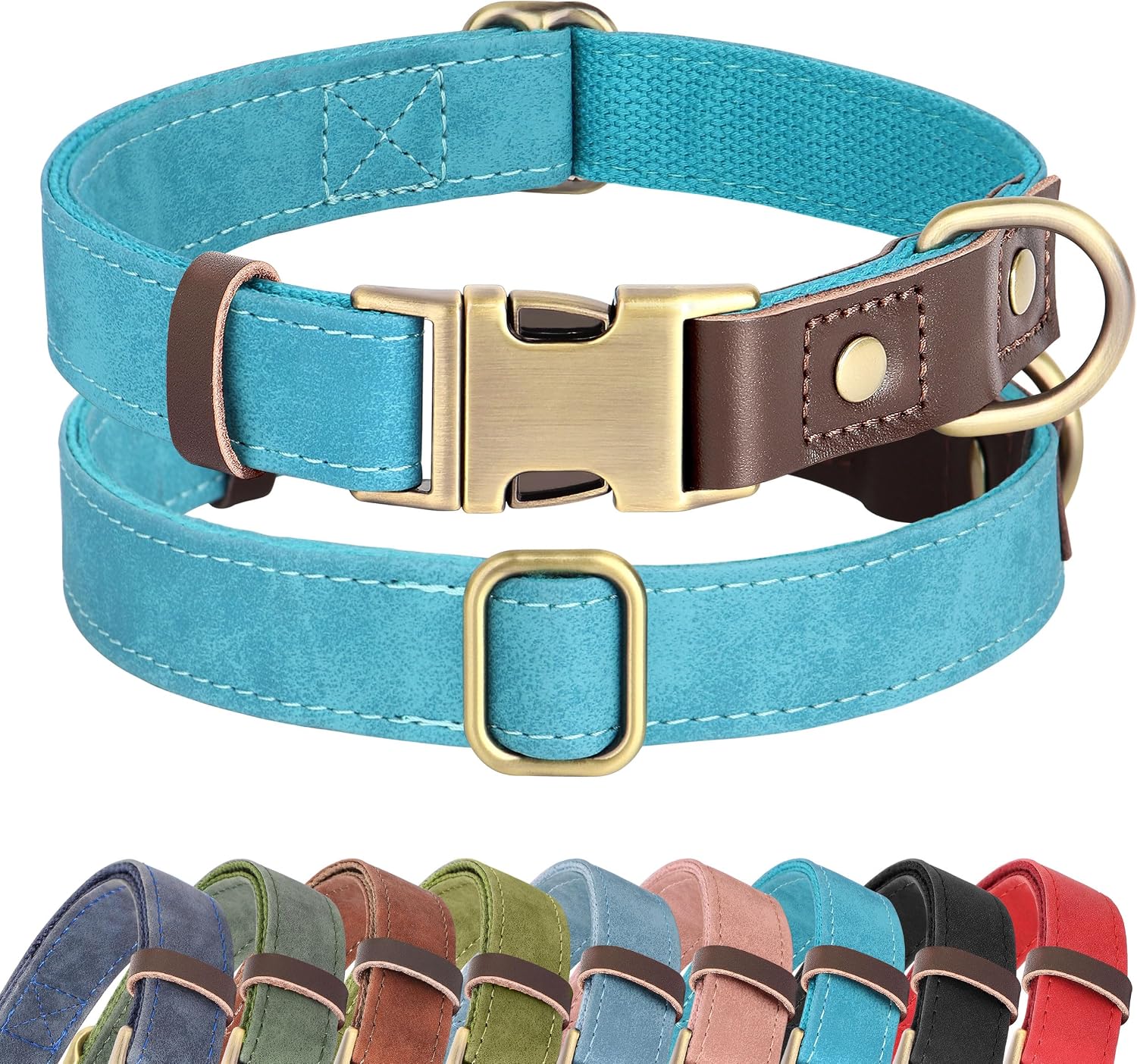 Didog Soft PU Leather Dog Collars for Small Dogs,Classic Adjustable Dog Collars with Quick Release Metal Buckle,Easy Clean and Comfortable with Nylon Lining,Green,S Neck 11-15" - Image 15