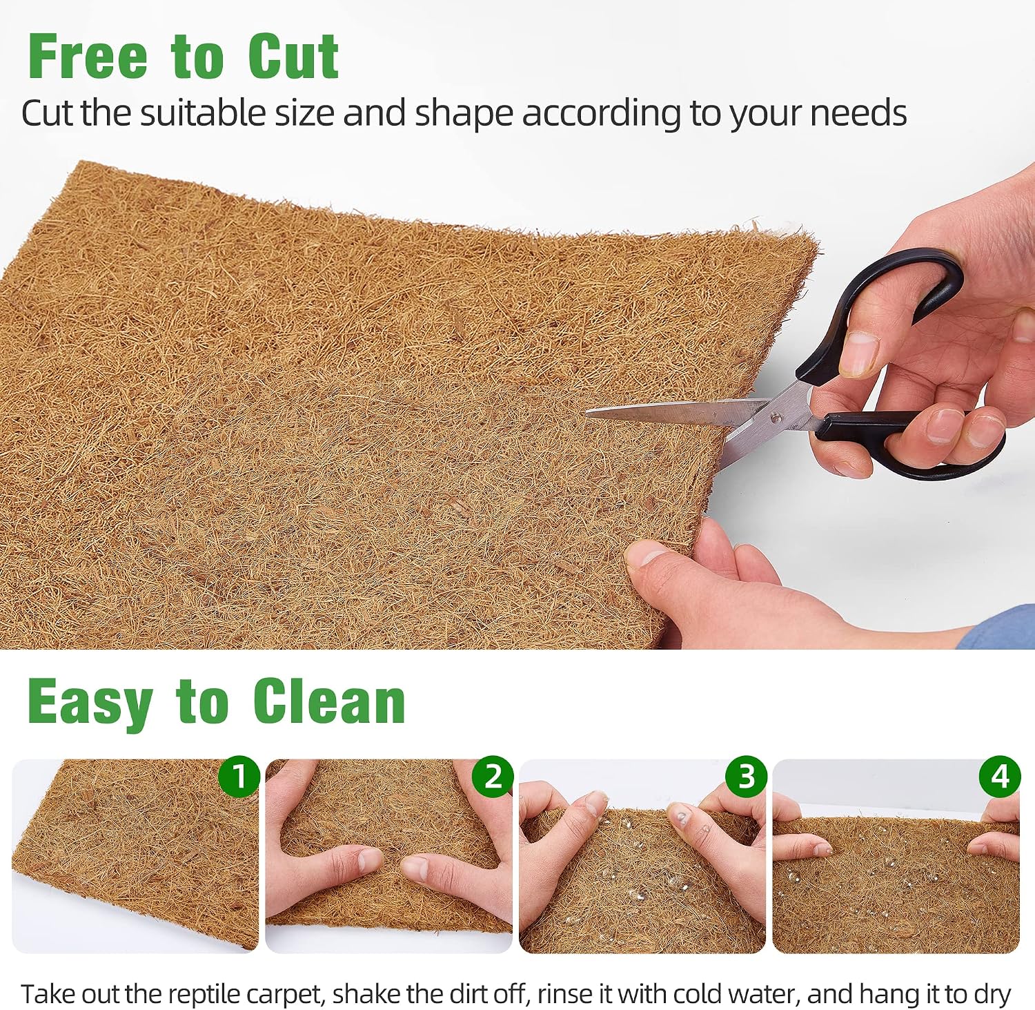 ZeeDix eco friendly coco coir pet mat pack of ten being rinsed under running water.