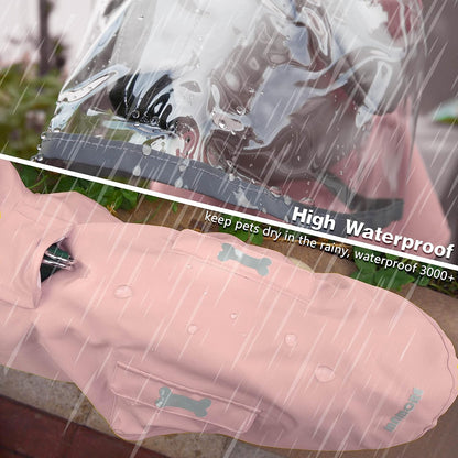 MAMORE extra small pet rain slicker showing the elastic rear leg security straps.