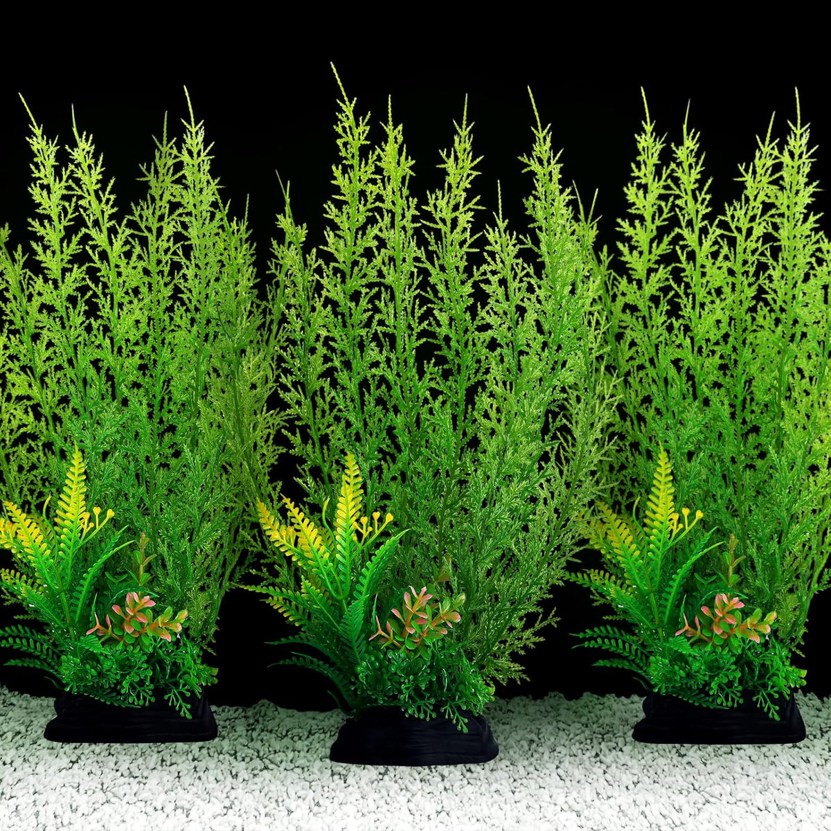QUOZUO fish tank accessories large plants front view in a clean water setup.