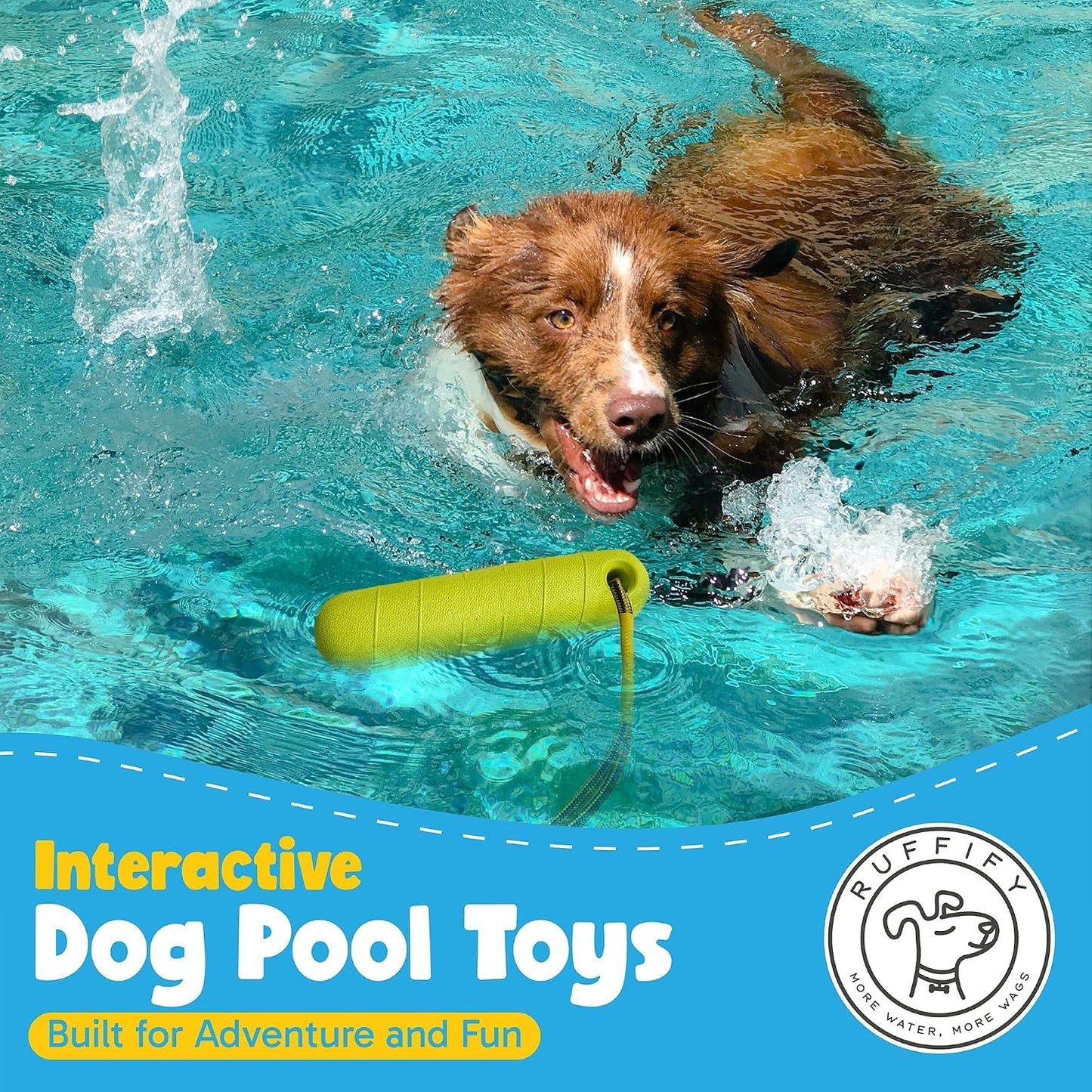 Teeth friendly EVA foam training dummy for large dogs showing product dimensions.