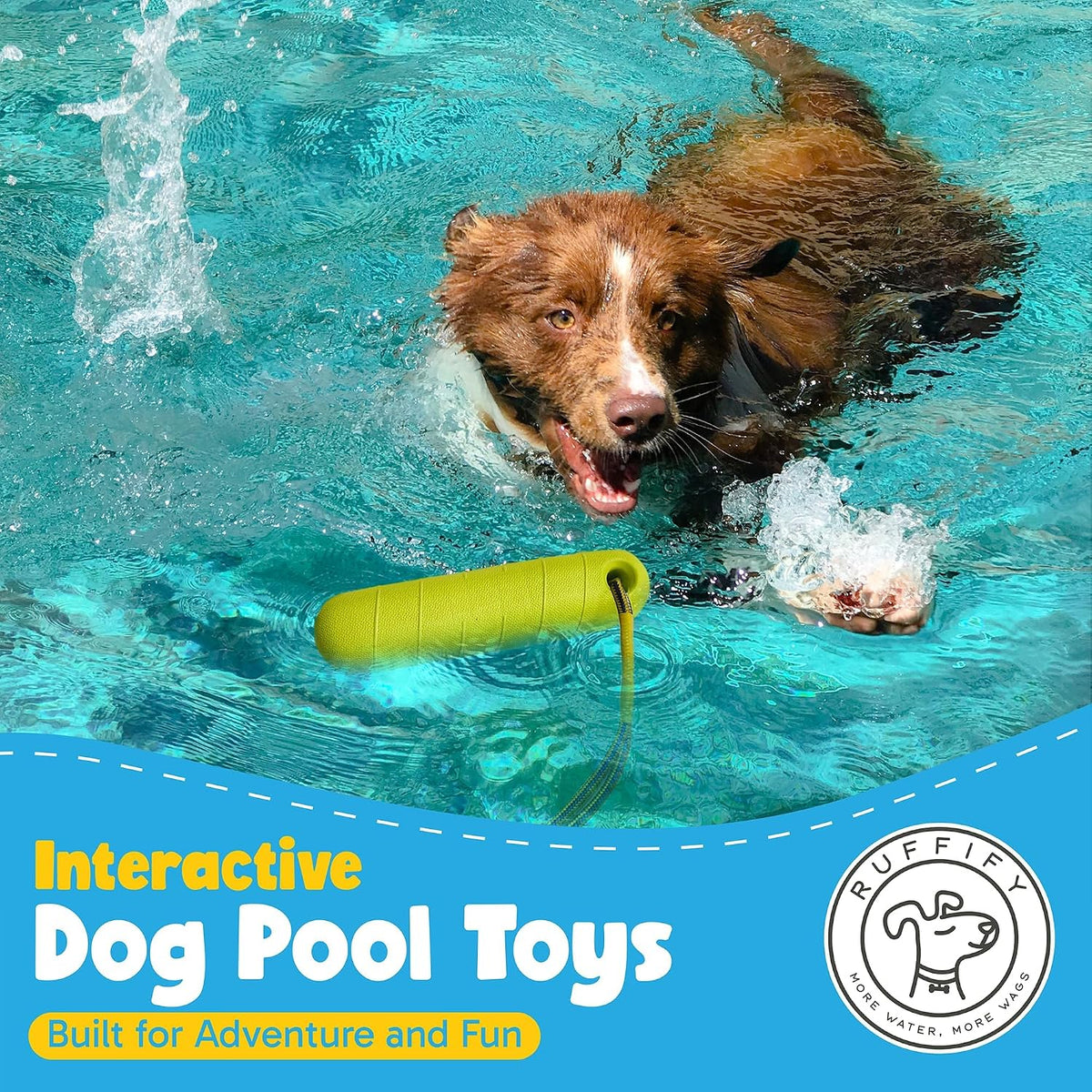 Teeth friendly EVA foam training dummy for large dogs showing product dimensions.