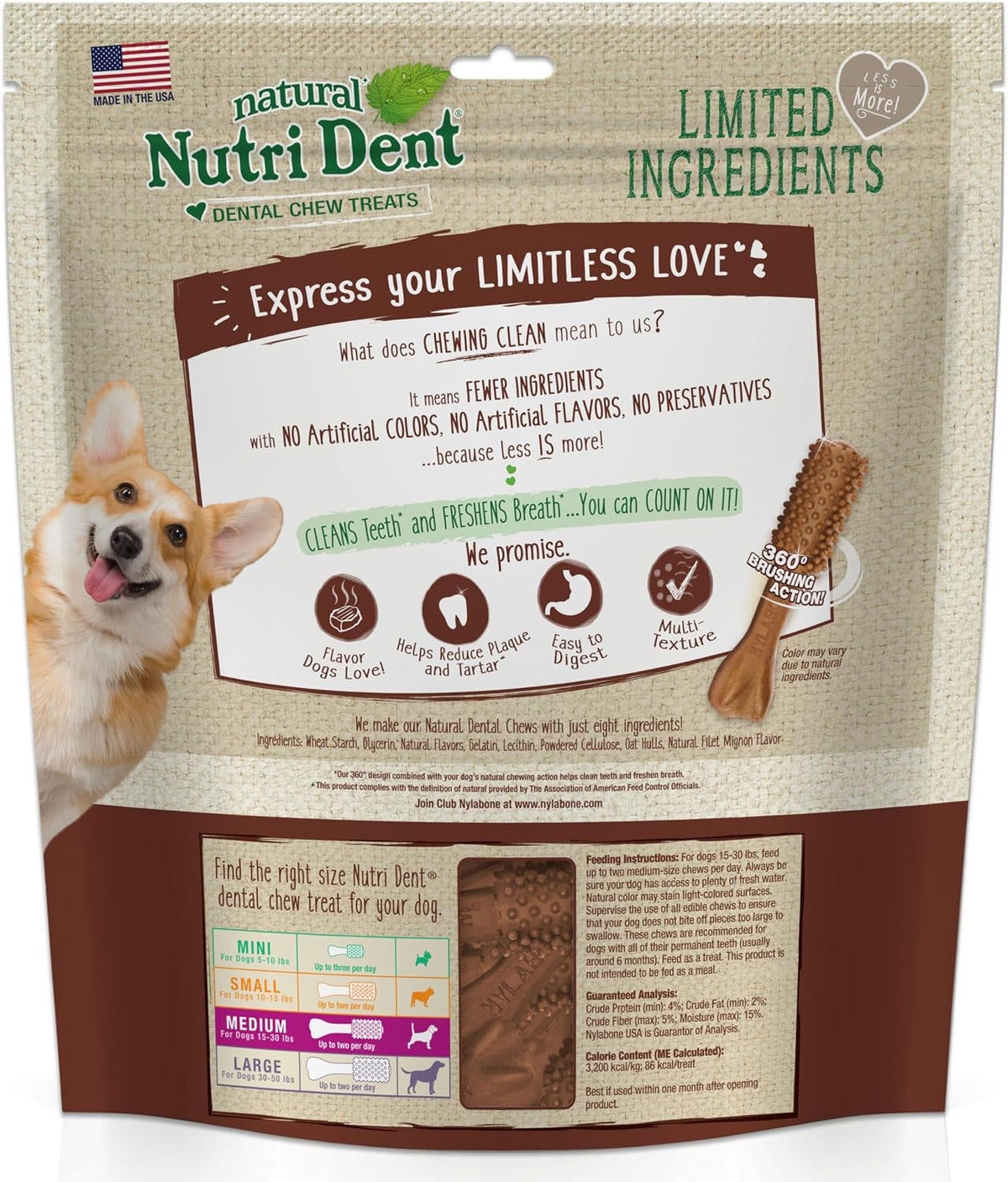 Authentic USA imported Nylabone Nutri Dent dental treats for fresh breath