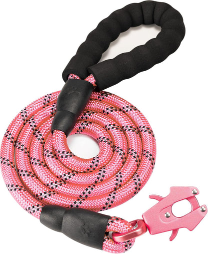 GEIT 2/4/5/6FT Dog Leash, Heavy Duty Rope Leashes, Reflective Nylon Pet Lead with Aluminum Quick Release/Locking Tactical Frog Clip for Small Medium and Large Dogs, Black, 1/2 inch - Image 12