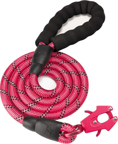 GEIT 2/4/5/6FT Dog Leash, Heavy Duty Rope Leashes, Reflective Nylon Pet Lead with Aluminum Quick Release/Locking Tactical Frog Clip for Small Medium and Large Dogs, Black, 1/2 inch - Image 9