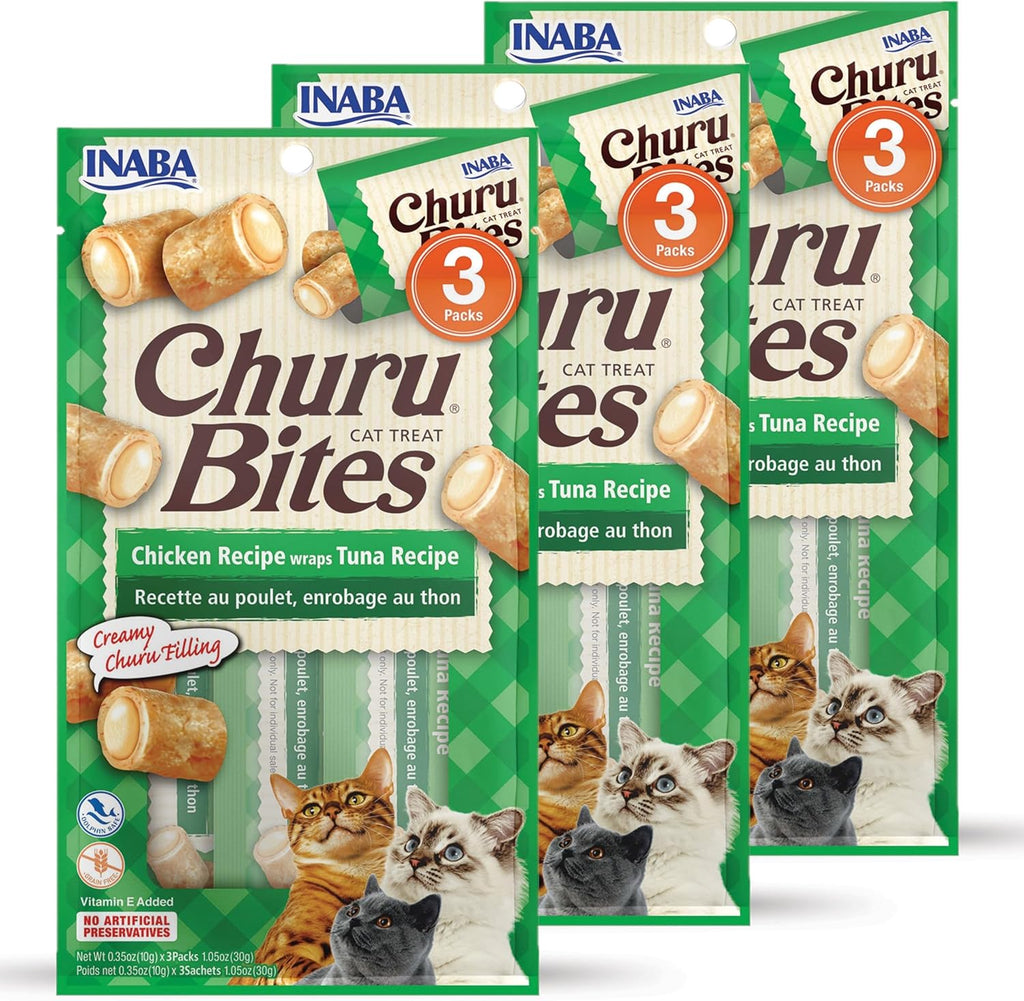 INABA Churu Bites for Cats, Soft Baked Chicken Churu Filled Cat Treats with Green Tea Extract, 0.35 Ounces Each Tube, 12 Tubes Total, 4 Flavor Variety - Image 10