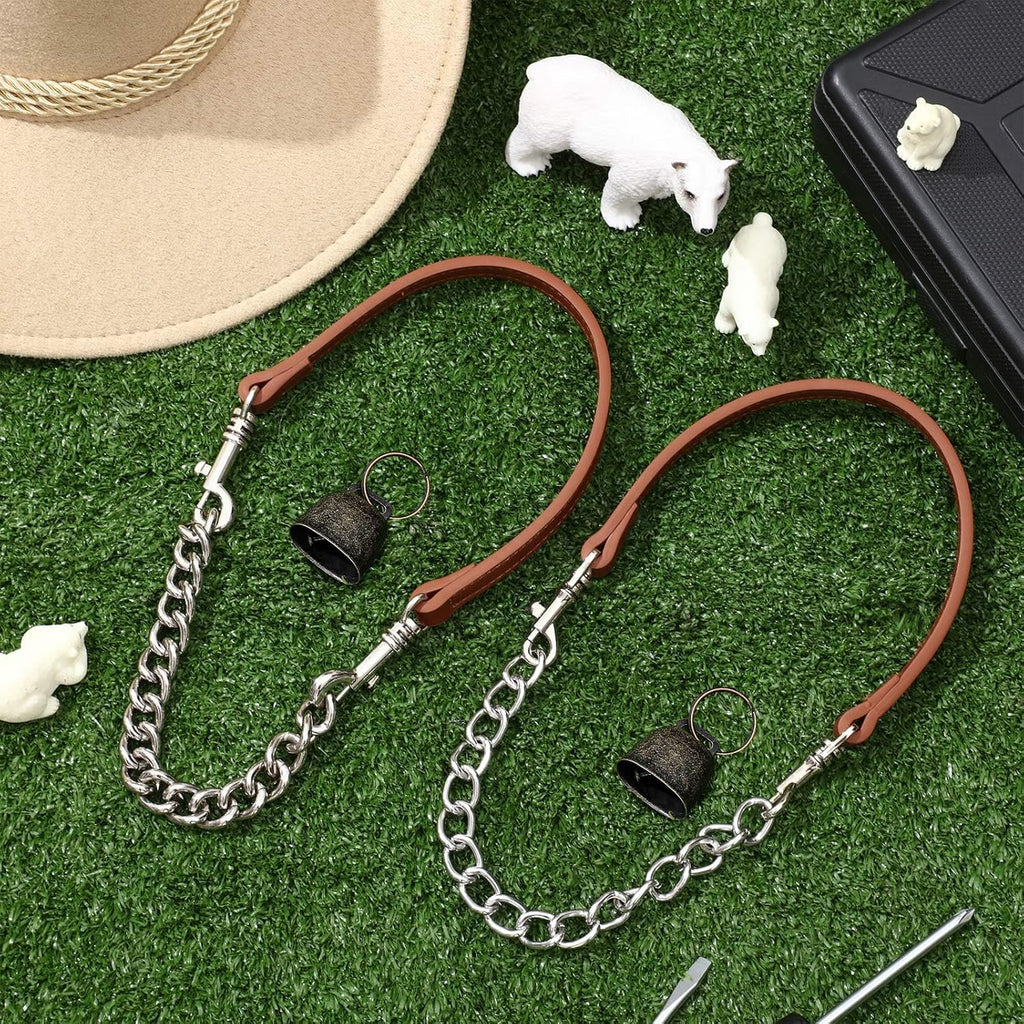 Side view of the premium anti lost brown sheep neck belt with welded metal sound strips
