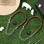 Side view of the premium anti lost brown sheep neck belt with welded metal sound strips
