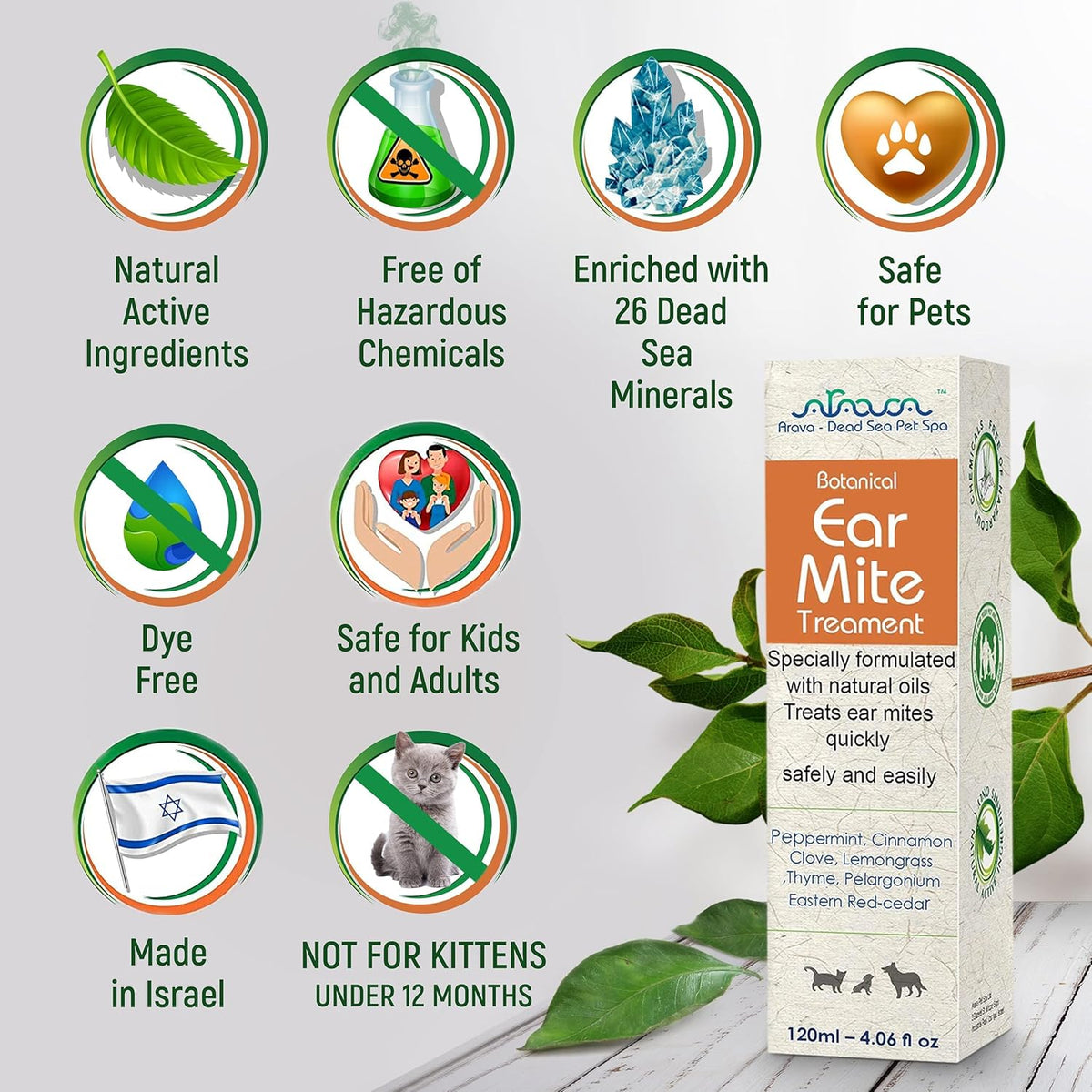 Arava herbal ear mite drops 120 milliliters container