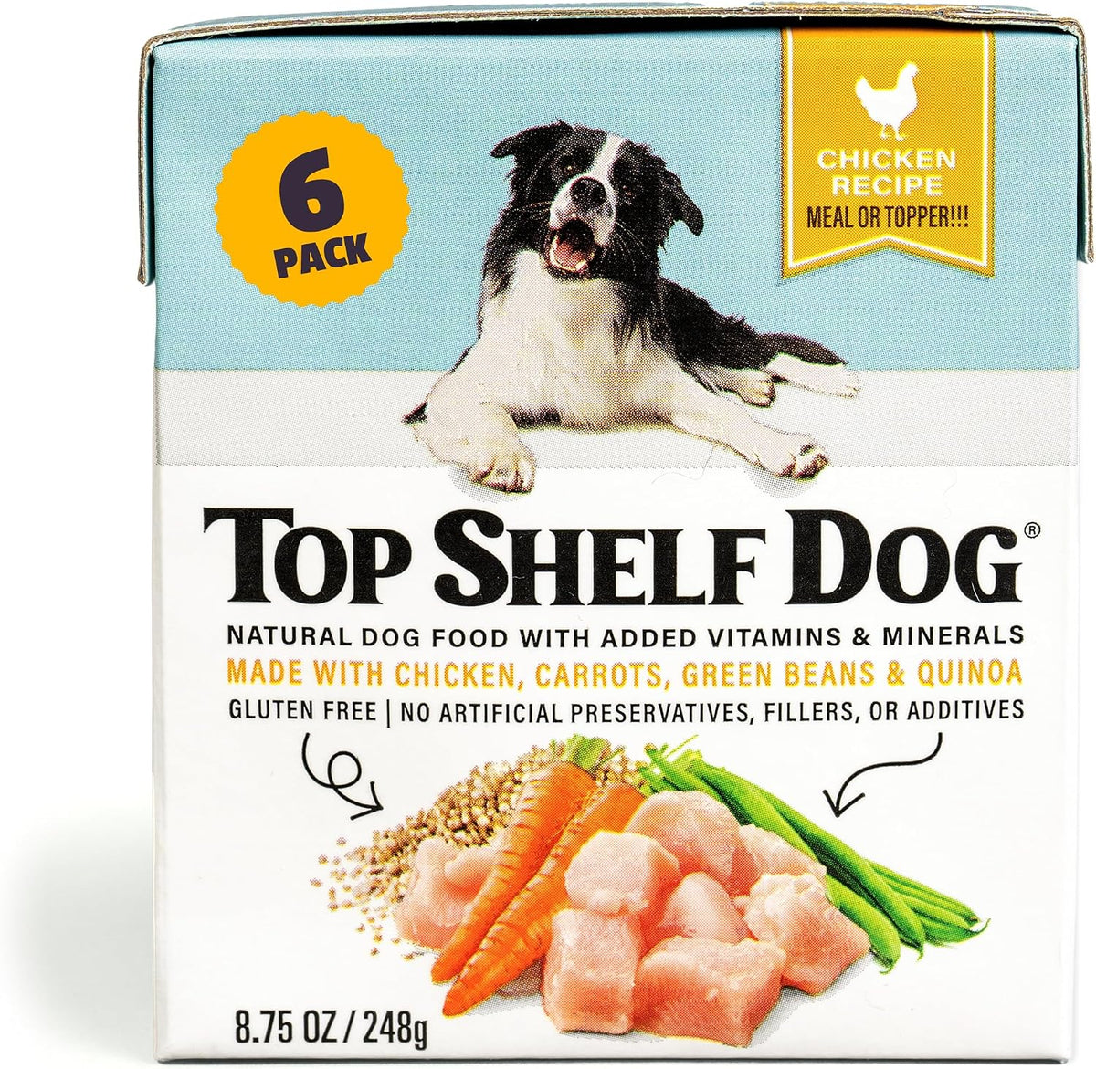 Top Shelf Dog chicken recipe cartons front view