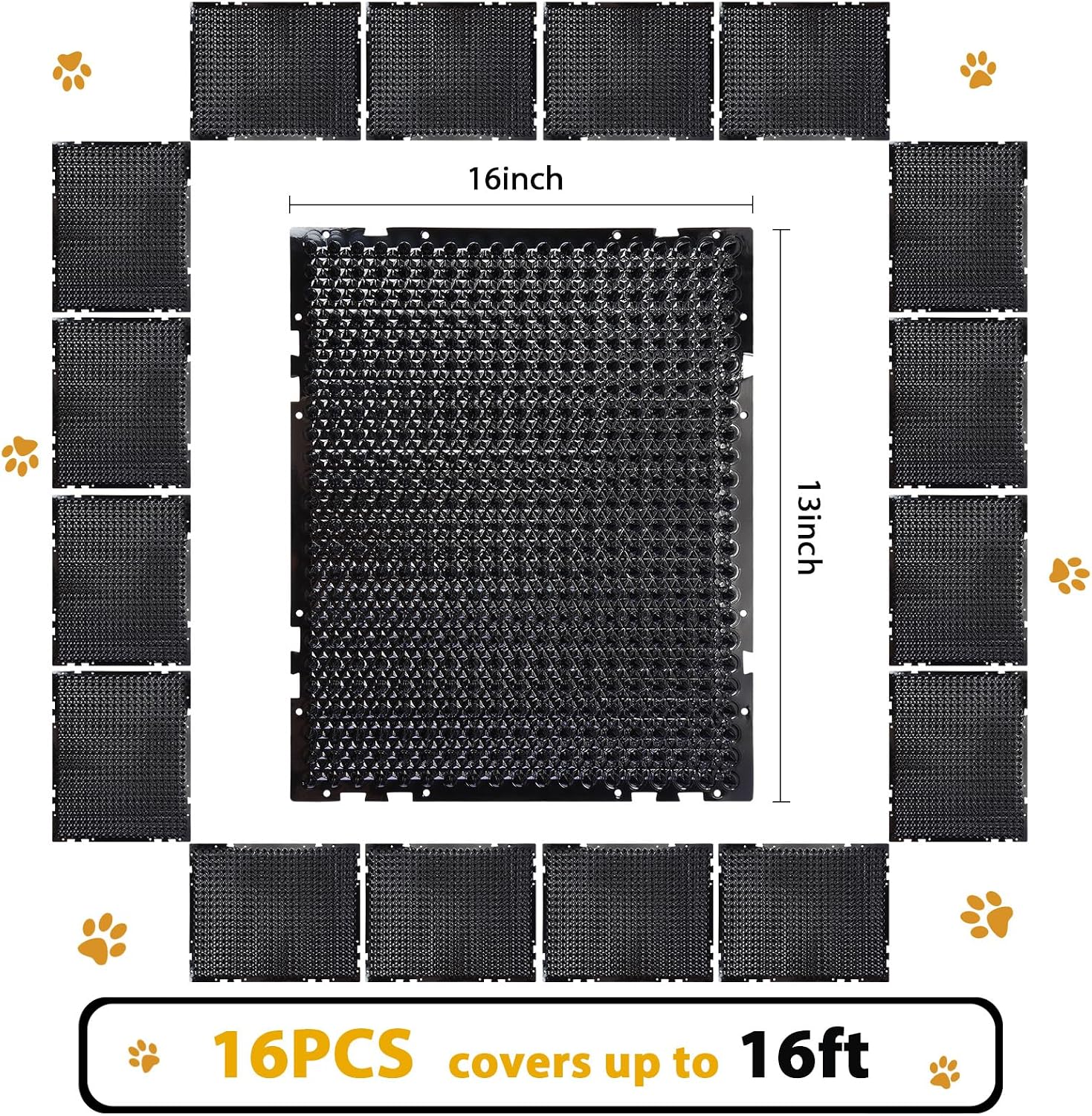 Flexible plastic spike mat close up detail